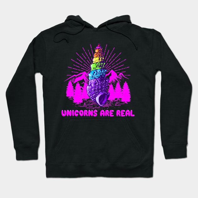 Unicorns are real, camping ed. Hoodie by Spacecoincoin